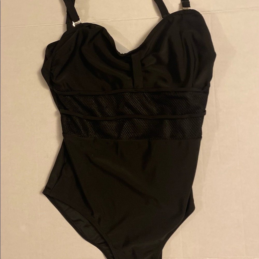 Black Mesh One Piece Swimsuit